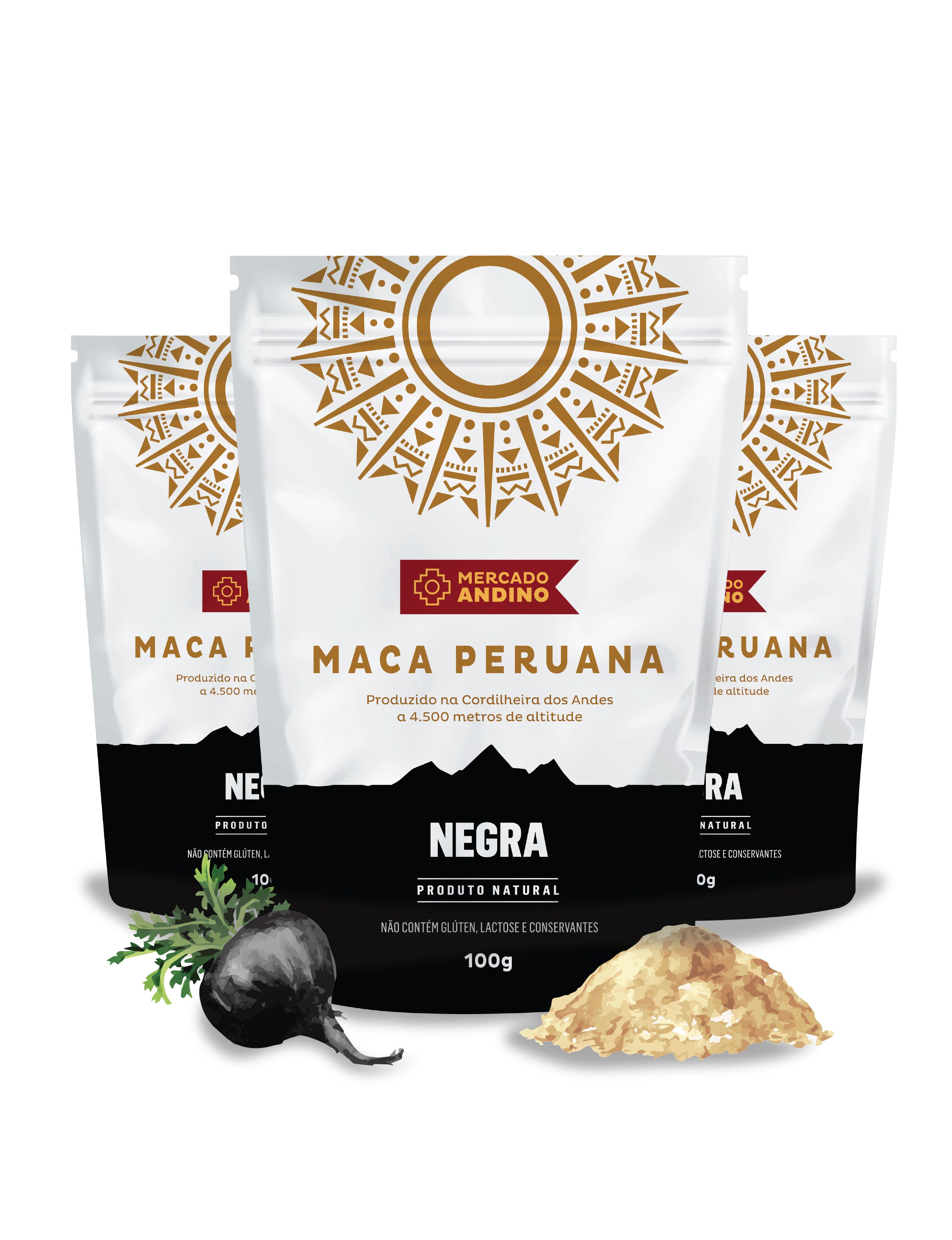 Maca Peruana Negra 3 Pacotes de 100g